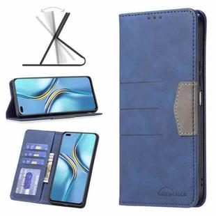 For Honor X20 Magnetic Splicing Leather Phone Case(Blue)