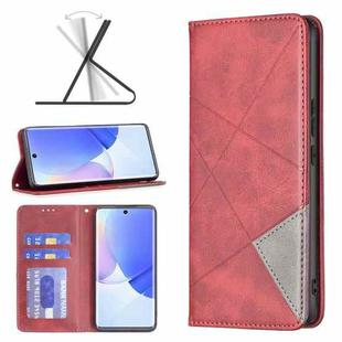 For Honor 50 / Huawei nova 9 Prismatic Invisible Magnetic Leather Phone Case(Red)