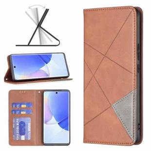 For Honor 50 / Huawei nova 9 Prismatic Invisible Magnetic Leather Phone Case(Brown)