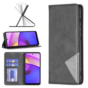 For Motorola Moto E40 / E30 Prismatic Invisible Magnetic Leather Phone Case(Black)