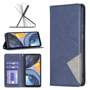 For Motorola Moto G22 Prismatic Invisible Magnetic Leather Phone Case(Blue)