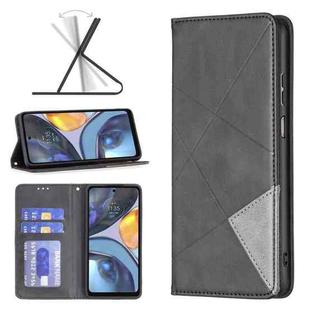 For Motorola Moto G22 Prismatic Invisible Magnetic Leather Phone Case(Black)