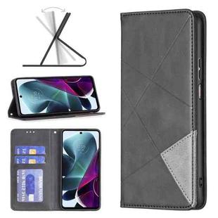 For Motorola Moto G200 5G / Edge S30 5G Prismatic Invisible Magnetic Leather Phone Case(Black)