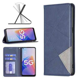 For OPPO A96 5G Prismatic Invisible Magnetic Leather Phone Case(Blue)