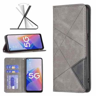 For OPPO A96 5G Prismatic Invisible Magnetic Leather Phone Case(Grey)