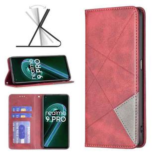 For OPPO Realme 9 Pro Prismatic Invisible Magnetic Leather Phone Case(Red)