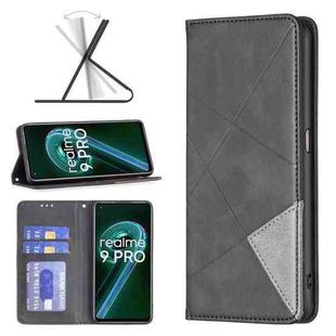 For OPPO Realme 9 Pro Prismatic Invisible Magnetic Leather Phone Case(Black)