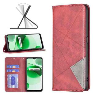 For OPPO Realme C35 Prismatic Invisible Magnetic Leather Phone Case(Red)