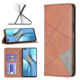 For Honor X20 Prismatic Invisible Magnetic Leather Phone Case(Brown)