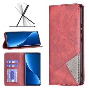 For Xiaomi 12 Pro Prismatic Invisible Magnetic Leather Phone Case(Red)