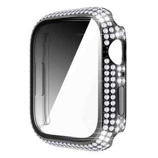Diamond PC + Tempered Glass Watch Case For Apple Watch Series 9 / 8 / 7 41mm(Black)