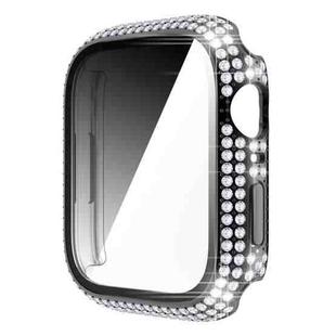 Diamond PC + Tempered Glass Watch Case For Apple Watch Series 8 / 7 45mm(Black)