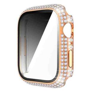 Diamond PC + Tempered Glass Watch Case For Apple Watch Series 8 / 7 45mm(Rose Gold)