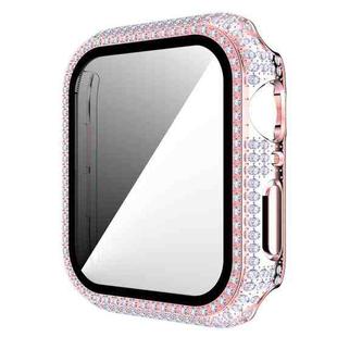 Diamond PC + Tempered Glass Watch Case For Apple Watch Series 6&SE&5&4 40mm(Pink)