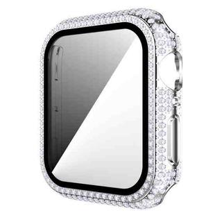 Diamond PC + Tempered Glass Watch Case For Apple Watch Series 6&SE&5&4 40mm(Silver)