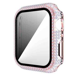 Diamond PC + Tempered Glass Watch Case For Apple Watch Series 6&SE&5&4 44mm(Pink)