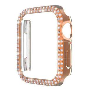 Double-Row Diamond PC Watch Case For Apple Watch Series 9 / 8 / 7 41mm(Rose Gold)