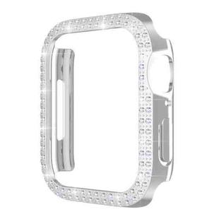 Double-Row Diamond PC Watch Case For Apple Watch Series 9 / 8 / 7 45mm(Silver)