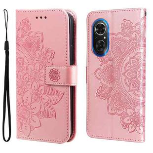 For Honor 50 SE / Huawei nova 9 SE 7-petal Flowers Embossed Flip Leather Phone Case(Rose Gold)