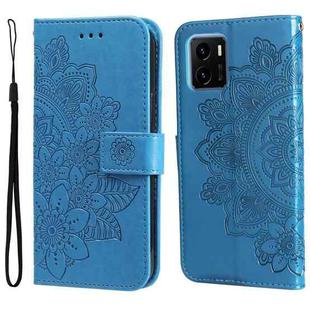 For vivo Y15s 2021 / Y15a 7-petal Flowers Embossed Flip Leather Phone Case(Blue)