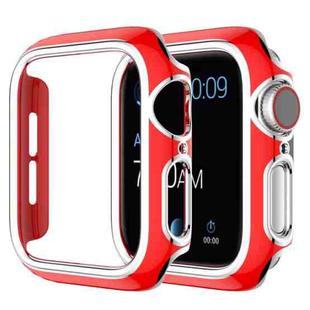 Two-color Electroplating PC Watch Case For Apple Watch Series 6&SE&5&4 40mm(Red Silver)