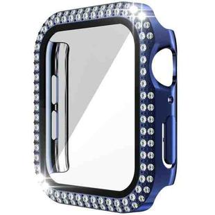 Double-Row Diamond PC+Tempered Glass Watch Case For Apple Watch Series 6&SE&5&4 40mm(Navy Blue)