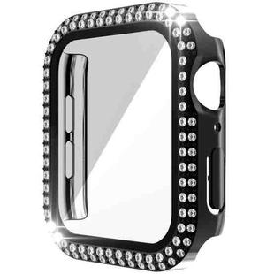 Double-Row Diamond PC+Tempered Glass Watch Case For Apple Watch Series 6&SE&5&4 40mm(Black)