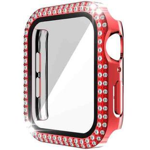 Double-Row Diamond PC+Tempered Glass Watch Case For Apple Watch Series 6&SE&5&4 40mm(Red)