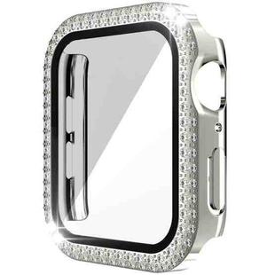 Double-Row Diamond PC+Tempered Glass Watch Case For Apple Watch Series 6&SE&5&4 40mm(Silver)