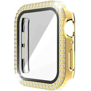 Double-Row Diamond PC+Tempered Glass Watch Case For Apple Watch Series 6&SE&5&4 44mm(Gold)