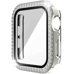 Double-Row Diamond PC+Tempered Glass Watch Case For Apple Watch Series 6&SE&5&4 44mm(Silver)