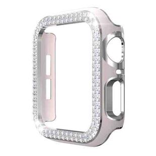 Double-Row Diamond Two-color Electroplating PC Watch Case For Apple Watch Series 6&SE&5&4 40mm(Pink+Silver)