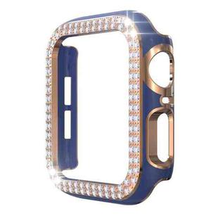 Double-Row Diamond Two-color Electroplating PC Watch Case For Apple Watch Series 6&SE&5&4 40mm(Navy Blue+Rose Gold)