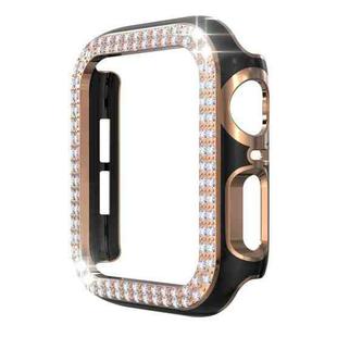 Double-Row Diamond Two-color Electroplating PC Watch Case For Apple Watch Series 6&SE&5&4 40mm(Black+Rose Gold)