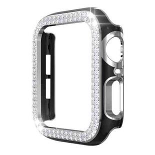 Double-Row Diamond Two-color Electroplating PC Watch Case For Apple Watch Series 6&SE&5&4 40mm (Black+Silver)
