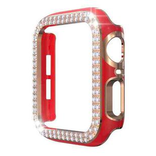 Double-Row Diamond Two-color Electroplating PC Watch Case For Apple Watch Series 6&SE&5&4 40mm(Red+Rose Gold)