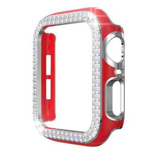 Double-Row Diamond Two-color Electroplating PC Watch Case For Apple Watch Series 6&SE&5&4 40mm(Red+Silver)