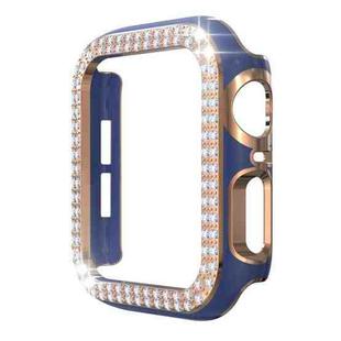 Double-Row Diamond Two-color Electroplating PC Watch Case For Apple Watch Series 6&SE&5&4 44mm(Navy Blue+Rose Gold)