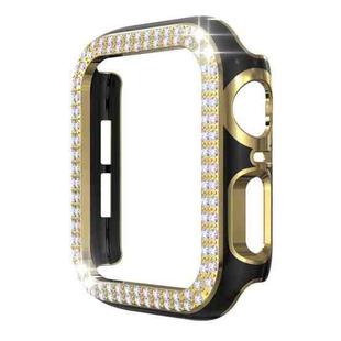 Double-Row Diamond Two-color Electroplating PC Watch Case For Apple Watch Series 6&SE&5&4 44mm(Black+Gold)