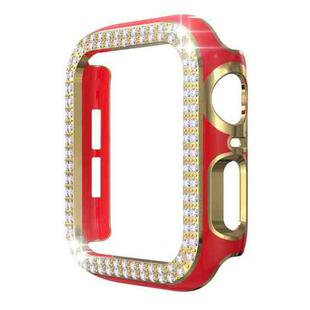Double-Row Diamond Two-color Electroplating PC Watch Case For Apple Watch Series 6&SE&5&4 44mm(Red+Gold)