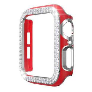 Double-Row Diamond Two-color Electroplating PC Watch Case For Apple Watch Series 6&SE&5&4 44mm(Red+Silver)