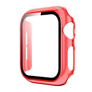Translucent PC+Tempered Glass Watch Case For Apple Watch Series 6&SE&5&4 40mm(Transparent Red)