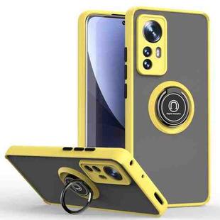 For Xiaomi 12 / 12X Q Shadow 1 Series TPU + PC Phone Case with Ring Holder(Yellow)