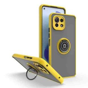 For Xiaomi Mi 11 Lite Q Shadow 1 Series TPU + PC Phone Case with Ring Holder(Yellow)