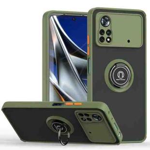 For Xiaomi Poco X4 Pro 5G Q Shadow 1 Series TPU + PC Phone Case with Ring Holder(Green)