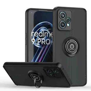 For OPPO Realme 9 Pro Q Shadow 1 Series TPU + PC Phone Case with Ring Holder(Black+Black)