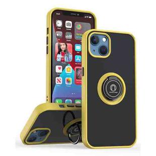 For iPhone 13 Q Shadow 1 Series TPU + PC Phone Case with Ring Holder(Yellow)