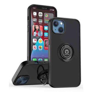 For iPhone 13 Q Shadow 1 Series TPU + PC Phone Case with Ring Holder(Black+Black)