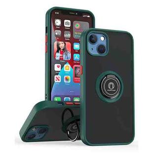 For iPhone 13 Q Shadow 1 Series TPU + PC Phone Case with Ring Holder(Dark Green)