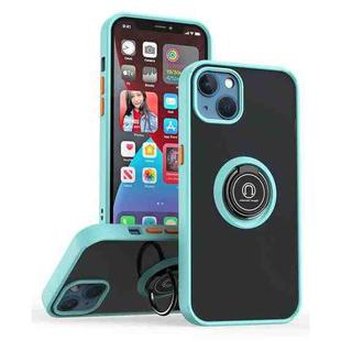 For iPhone 13 Q Shadow 1 Series TPU + PC Phone Case with Ring Holder(Sky Blue)